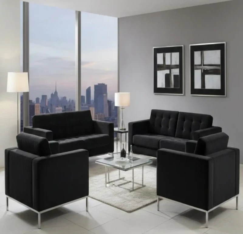 Modern Captone Sofa Set Black