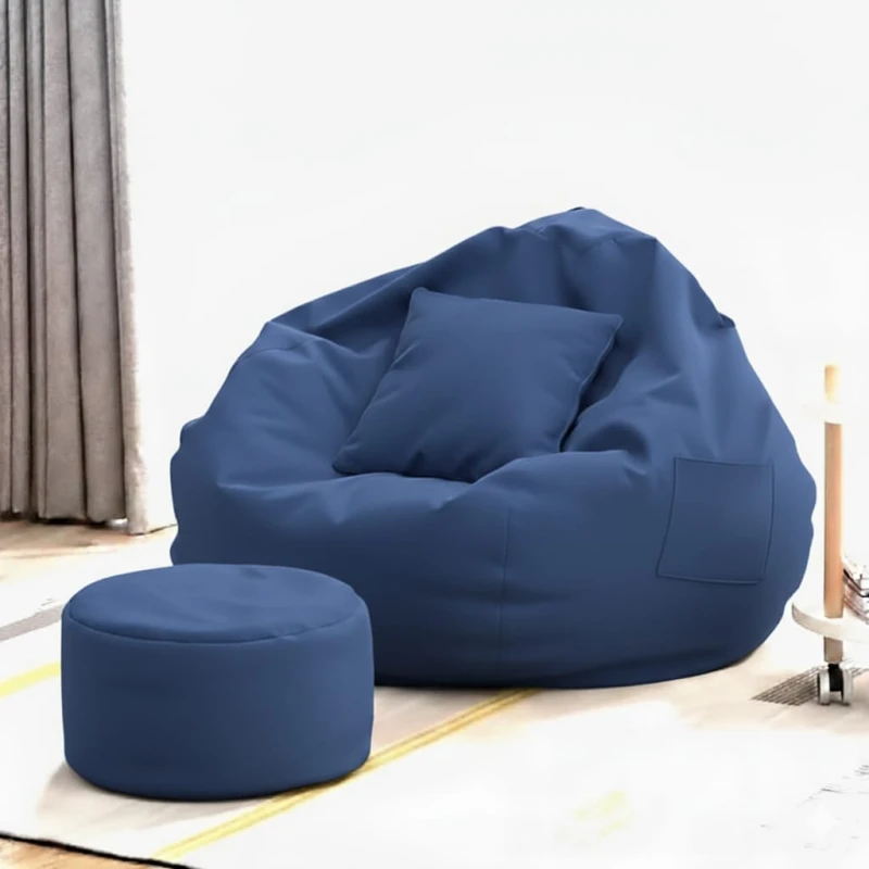 Waterproof Bean Bag Chair with Puff | Blue