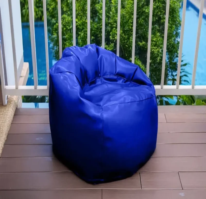 Ribbed Leather Bean Bag |  Blue