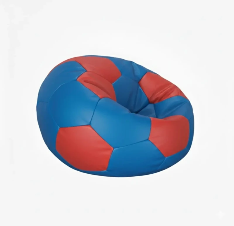 Small Leather Soccer Bean Bag | Blue In Red