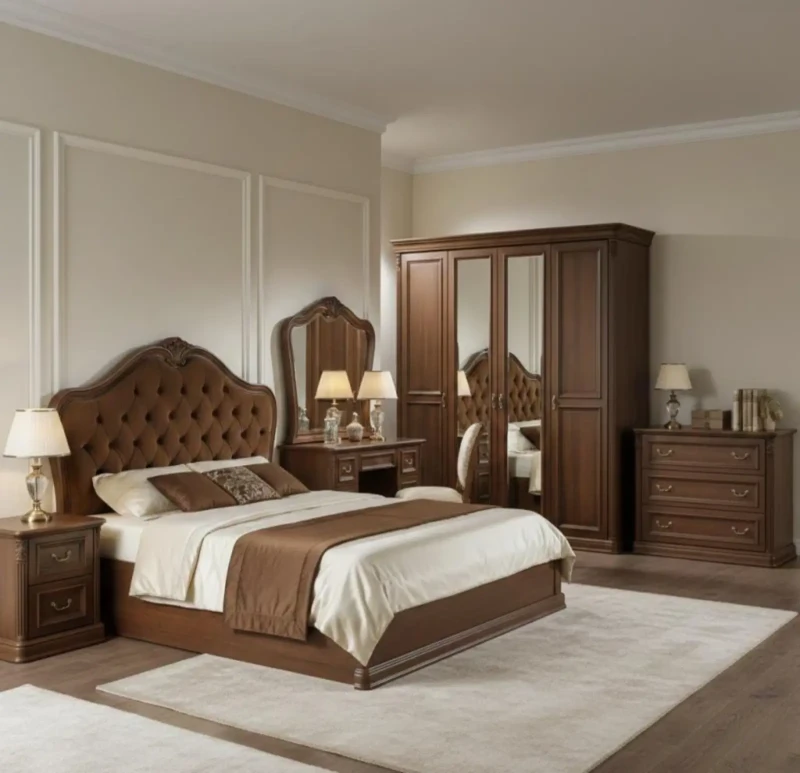 Neoclassic Bedroom 7 Pieces | Brown