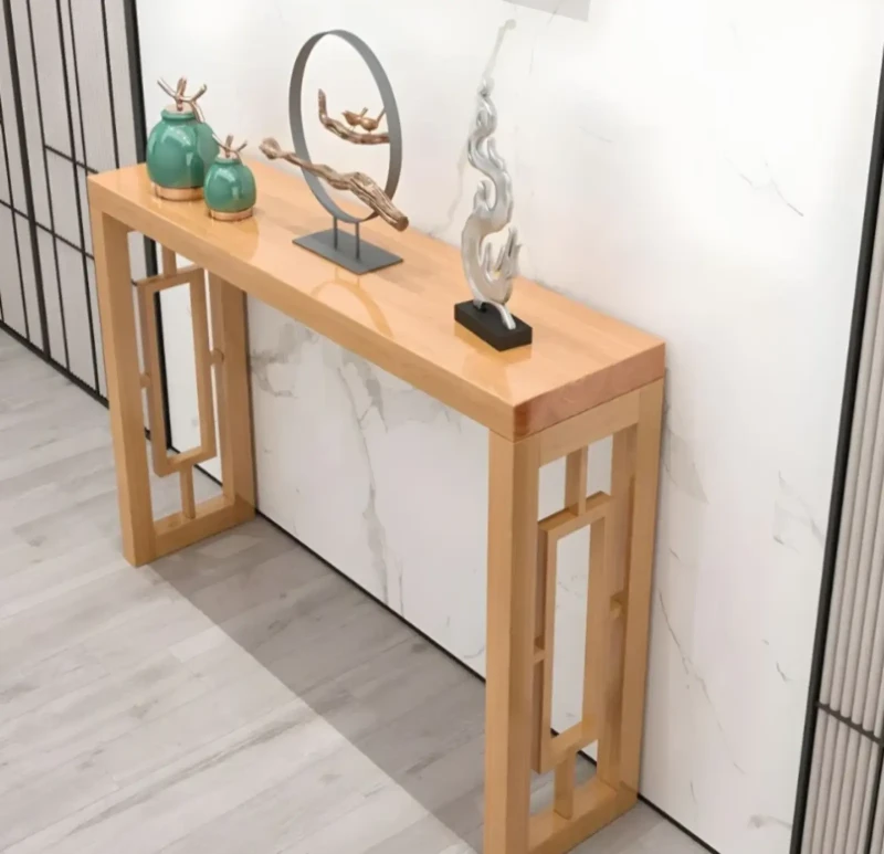 Elegant Wooden Console With Rectangular Shelf