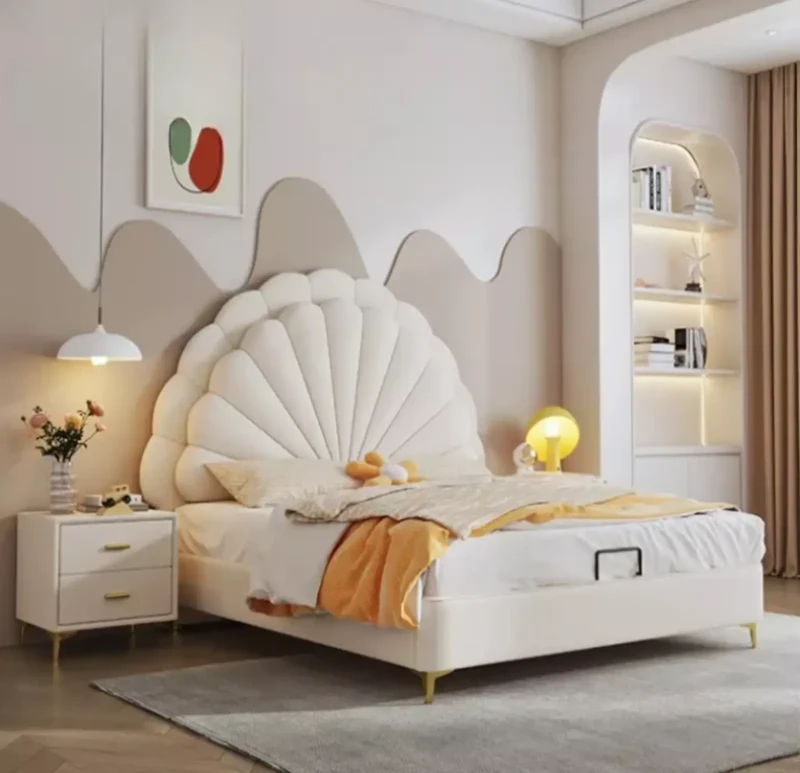 Modern Romanian Beech Wood Bed | White