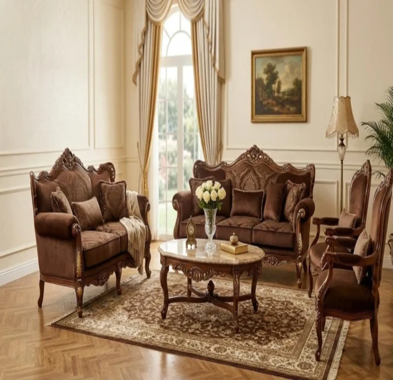 Classic Italian Salon 5 Pieces Brown