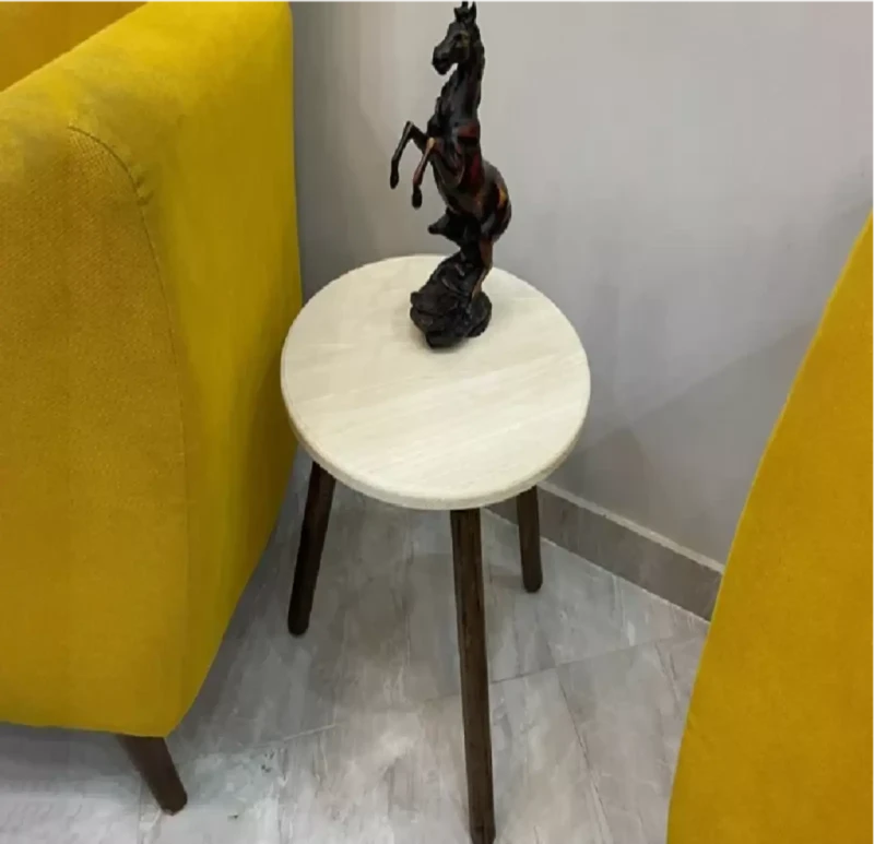Modern Side Table with Wooden Legs