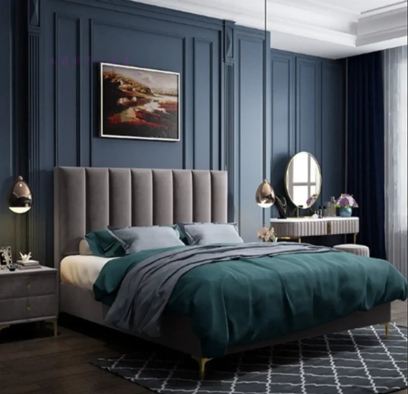 Modern Upholstered Bed | Gray