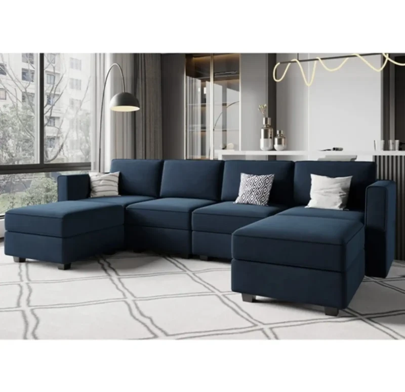 Modern Velvet Corner | Navy Blue
