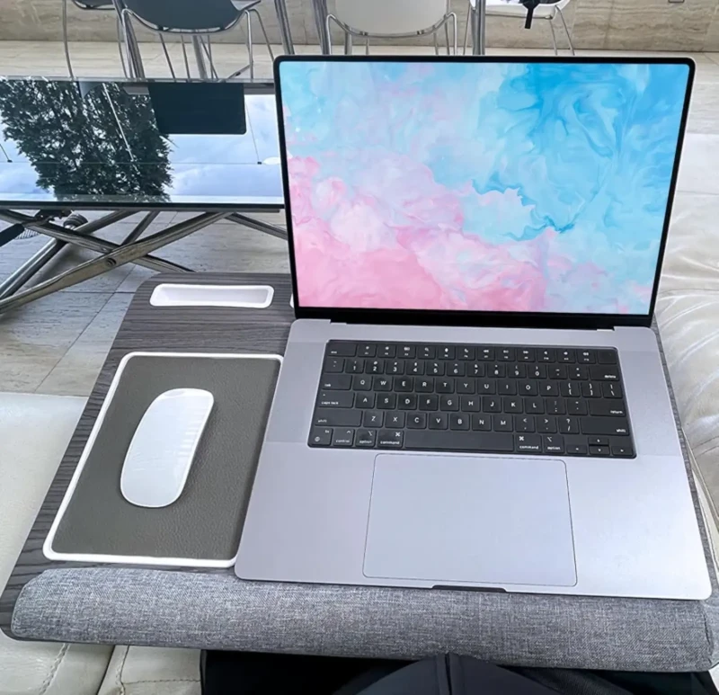 Wooden Gray Laptop Table For Left-Handers