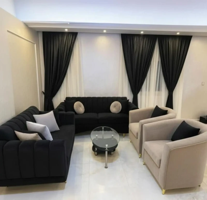 Modern Black Sofa Set With Stainless Legs