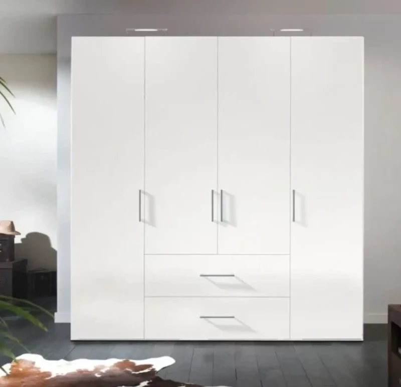 White 4-Door Wardrobe With 2 Drawers