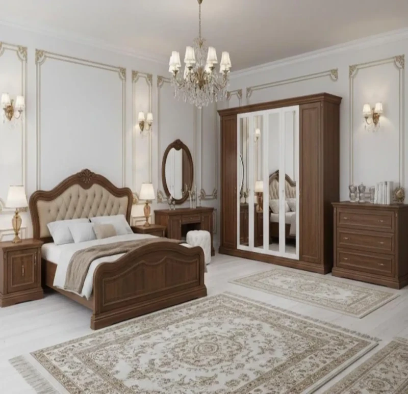Neoclassical Bedroom 7 Pieces | Wooden