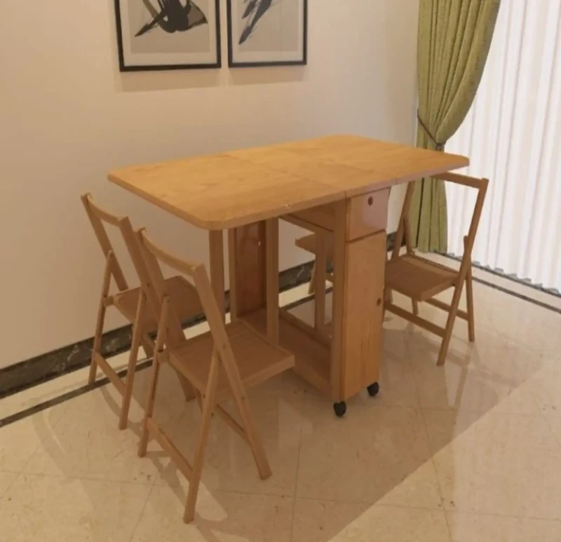 Foldable and Storage Wooden Dining Table