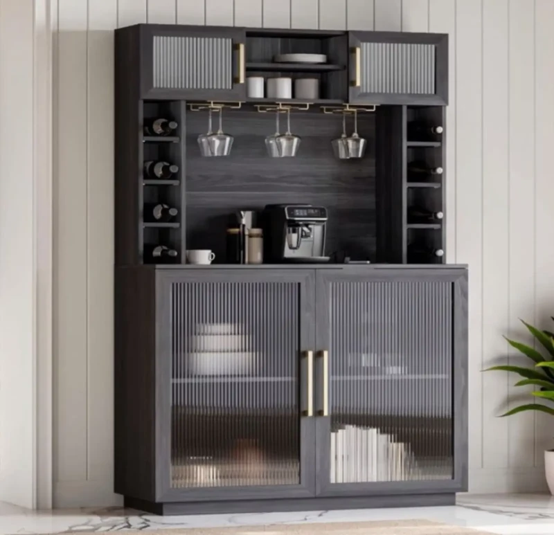 Modern Coffee Corner, Wood And Glass | Gray