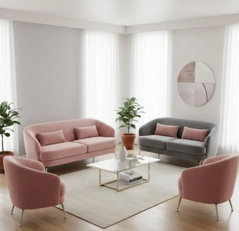 Modern Velvet Sofa Set Kashmir - Gray