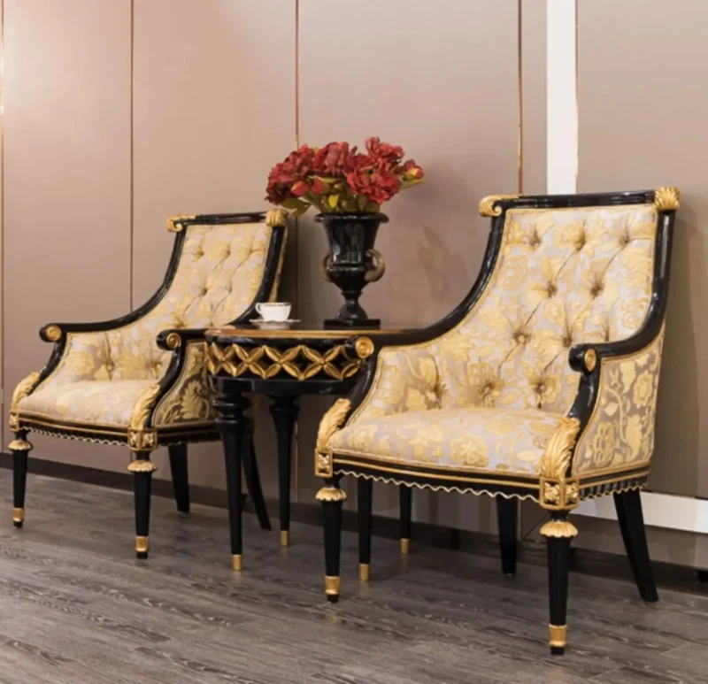 Classic Chairs Set | Black and Gold