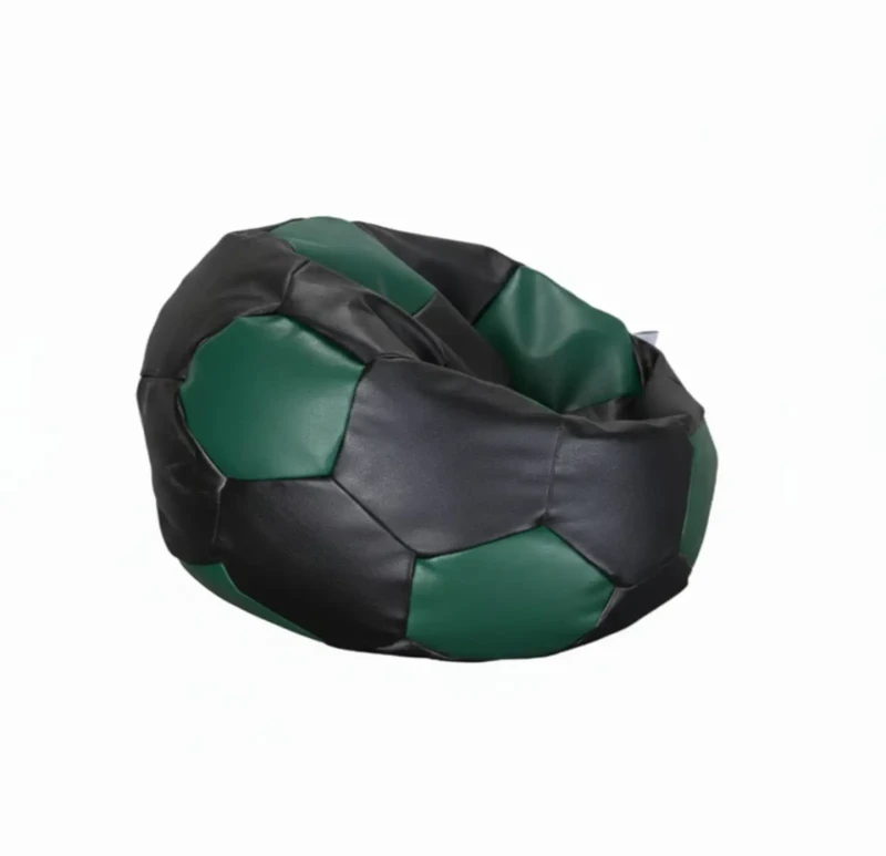 Small Leather Soccer Bean Bag | Black In Green
