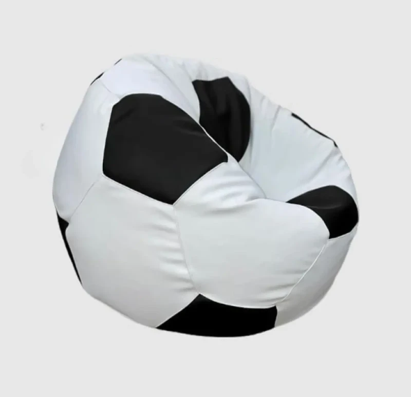 Small Leather Soccer Bean Bag | White In Black
