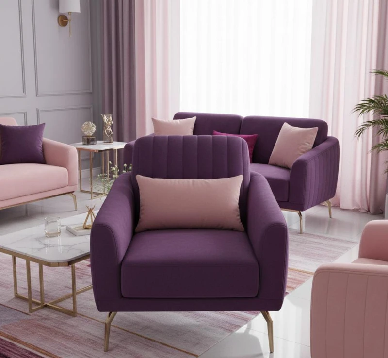 Modern Sofa Set Kashmir Purple - 4 Pieces