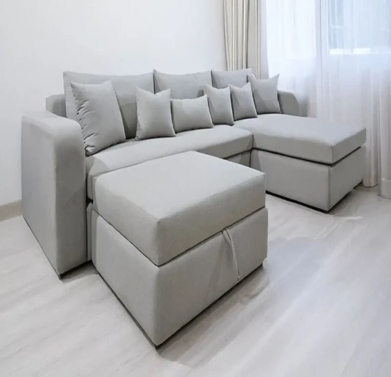 L-Shaped Velvet Corner | Grey