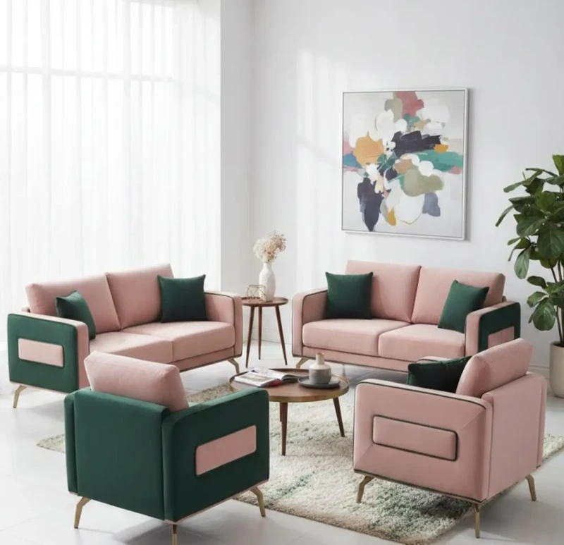 Modern Sofa Set Kashmir Green - 4 Pieces