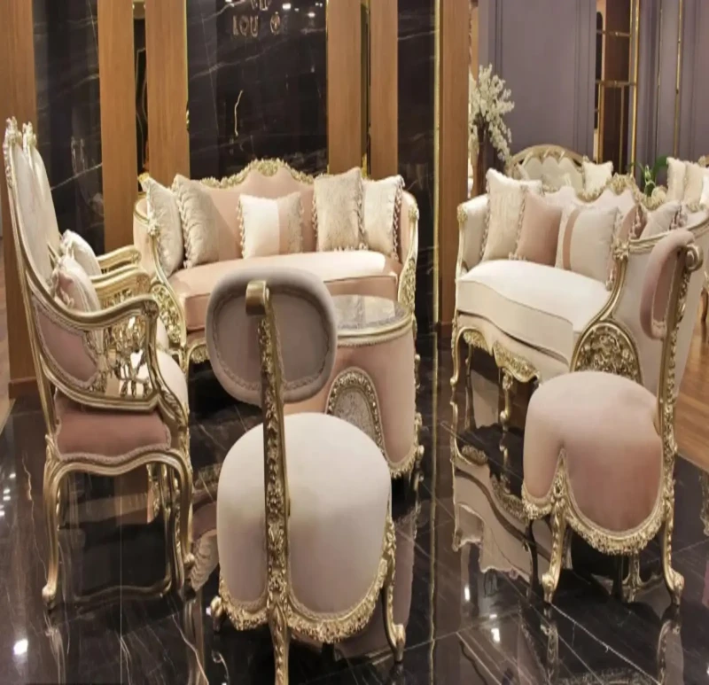 New Classic Elegant Beige and Kashmir Salon 7 Pieces