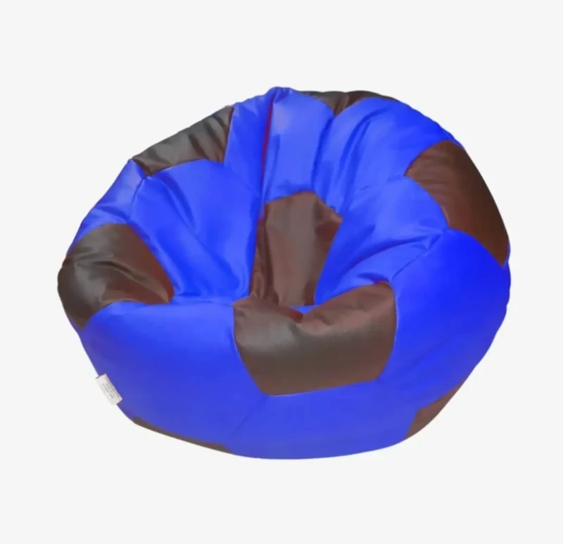 Small Leather Soccer Bean Bag | Blue In Brown