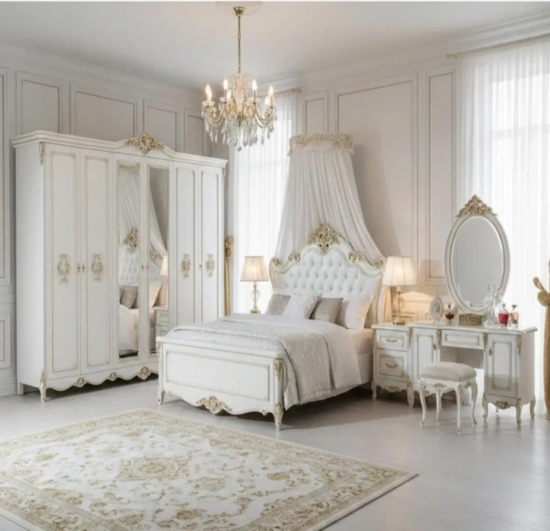 Classical White and Gold Bedroom | 5 Pieces
