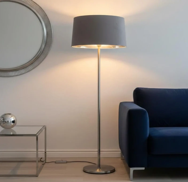 Silver metal stand floor lamp