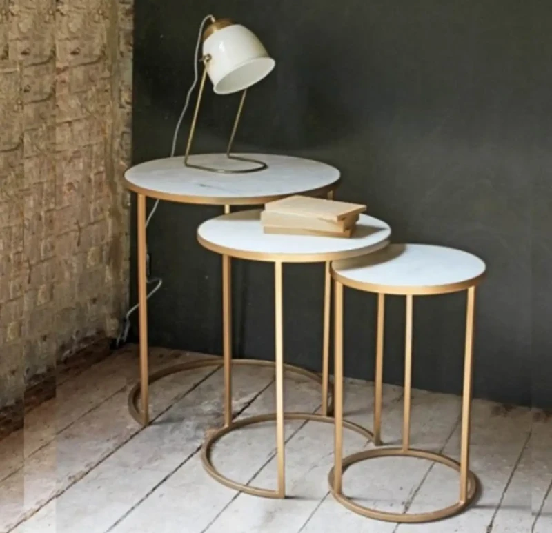 Set Of Modern Metal Triple Tables