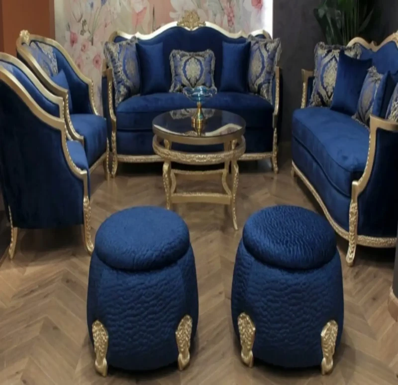 Classic Blue Salon | 5 Pieces With 2 Puffs