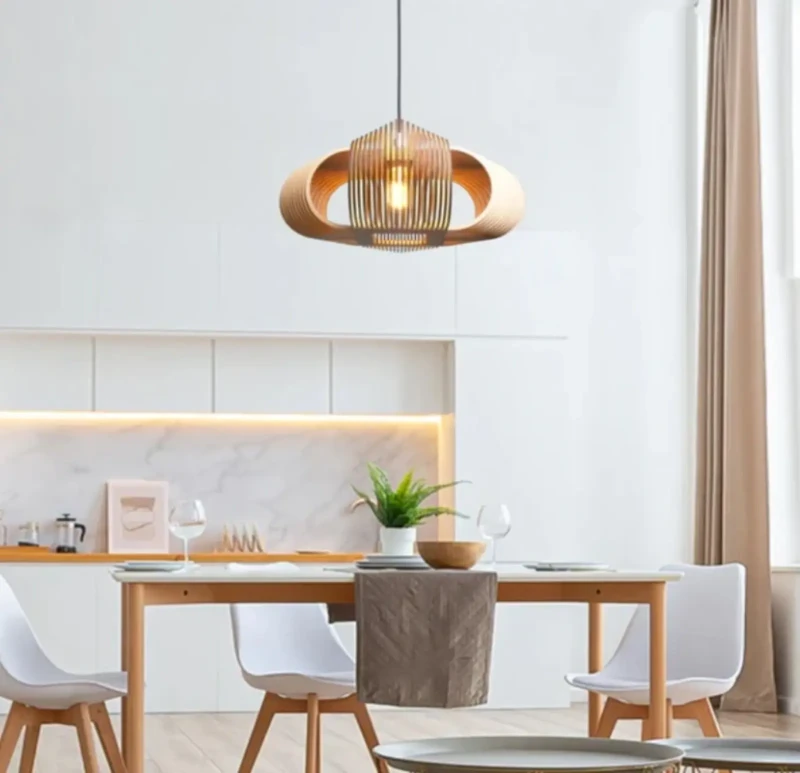 Golden wood pendant