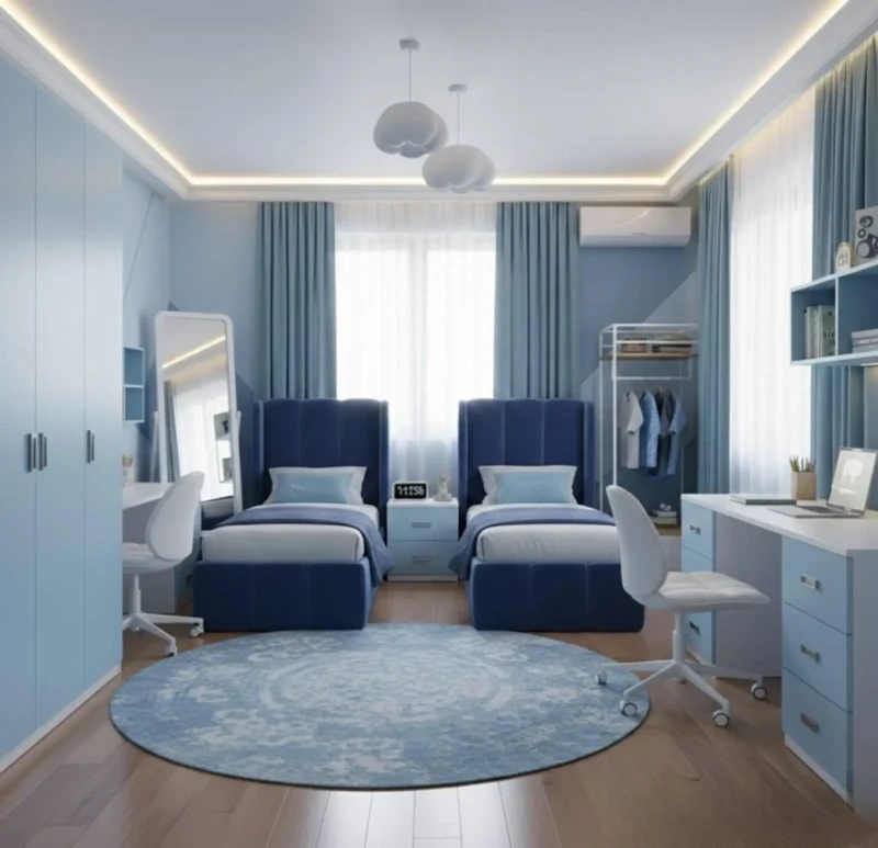 Modern Children's Bedroom | 2 bed - 2 desk