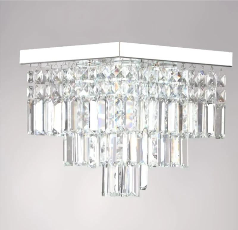 Modern Square Crystal Chandelier | White