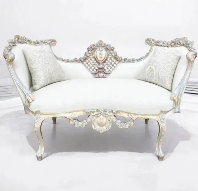 Antique Beech Wood Sofa | White