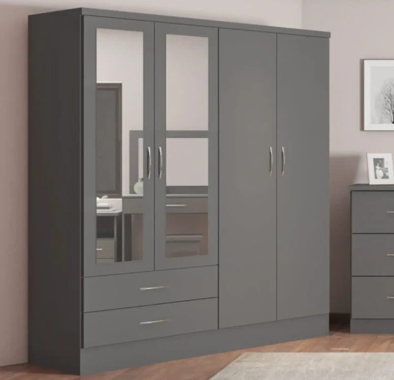 Wardrobe With Wooden Drawer Unit