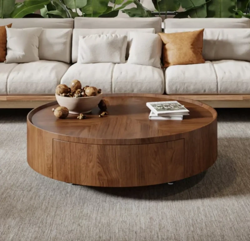 Circular Living Room Table Brown