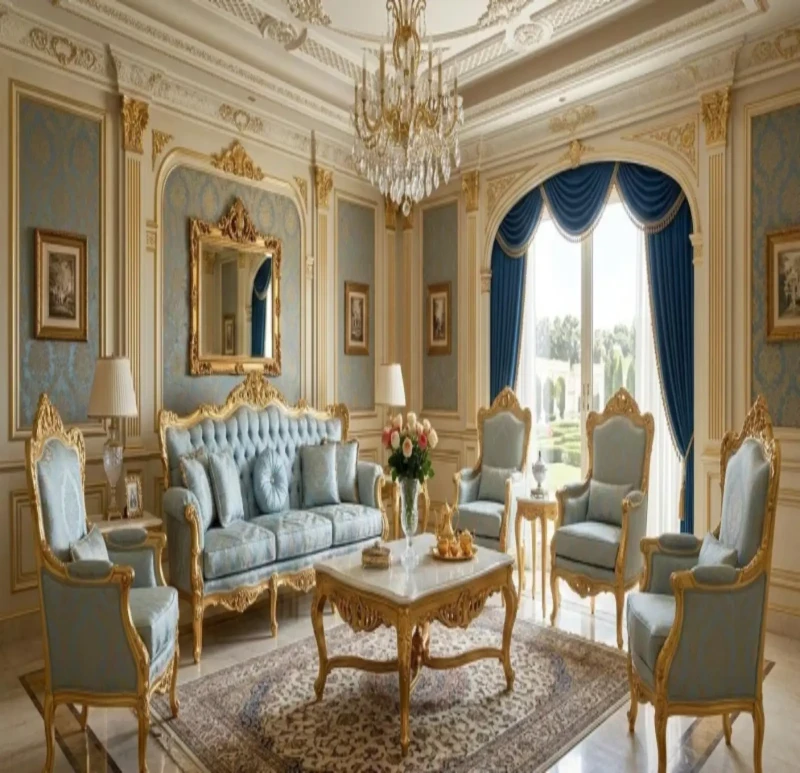 Classic Gold Salon 6 Pieces | Baby Blue