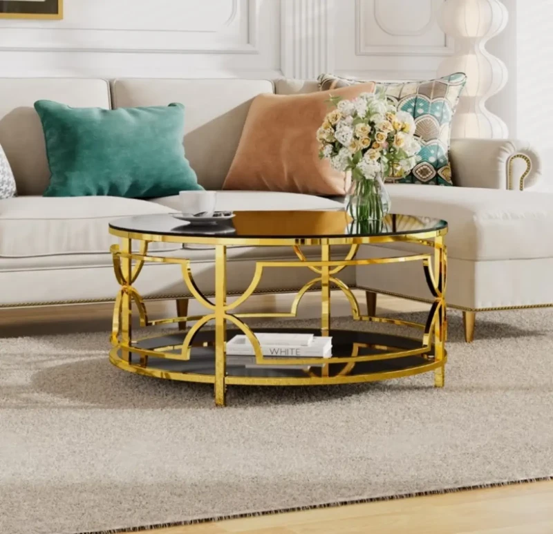 Round Stainless Living Room Table - yob0025