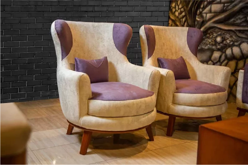 Modern Sofa Set Purple Beige - 4 Pieces