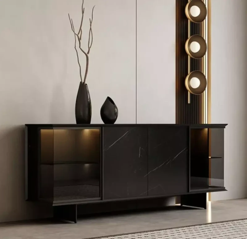 Modern Glass Buffet | Black