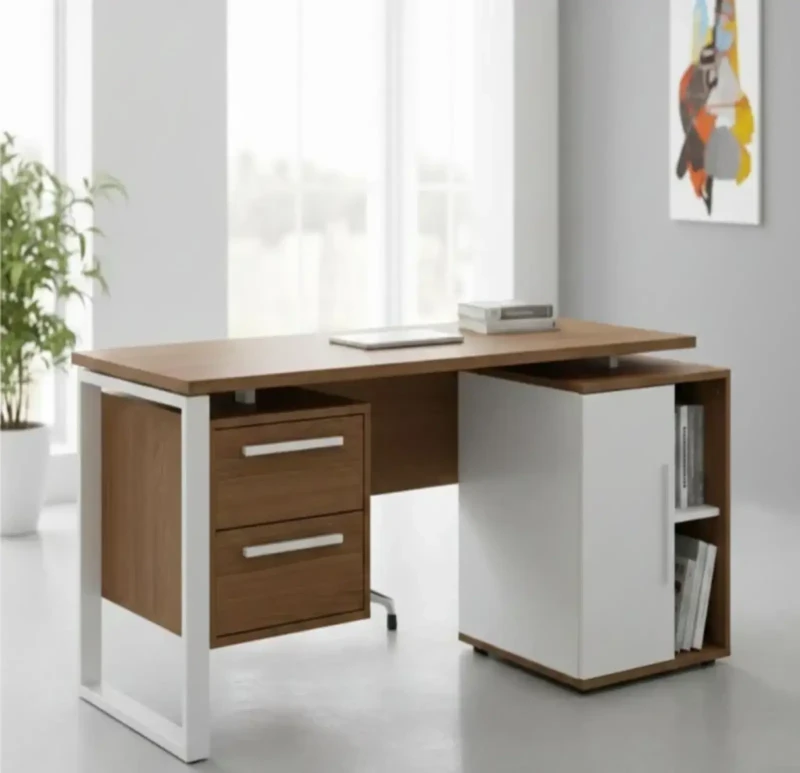 Modern Wooden Desk | White and Brown