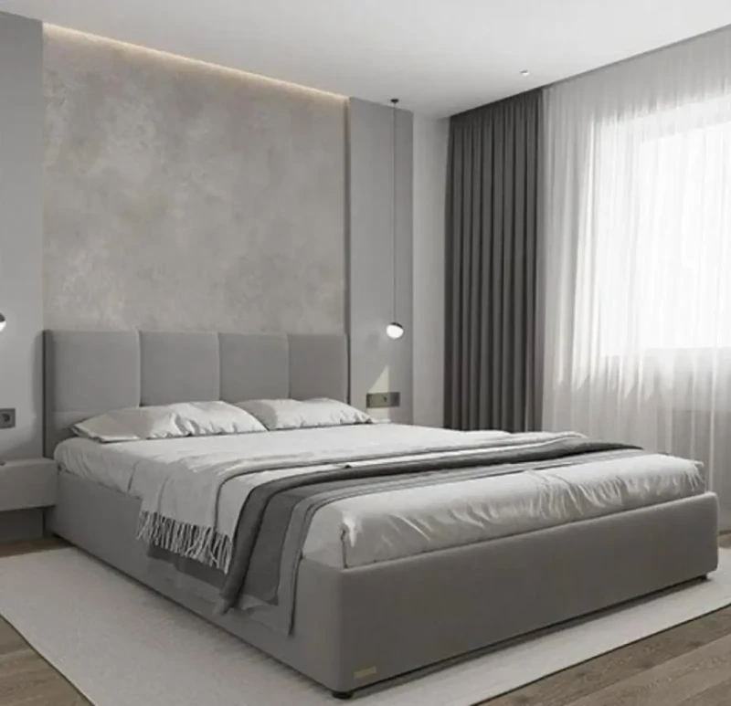 Modern Upholstered Bed | Gray