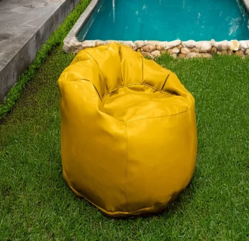 Ribbed Leather Bean Bag | Yellow