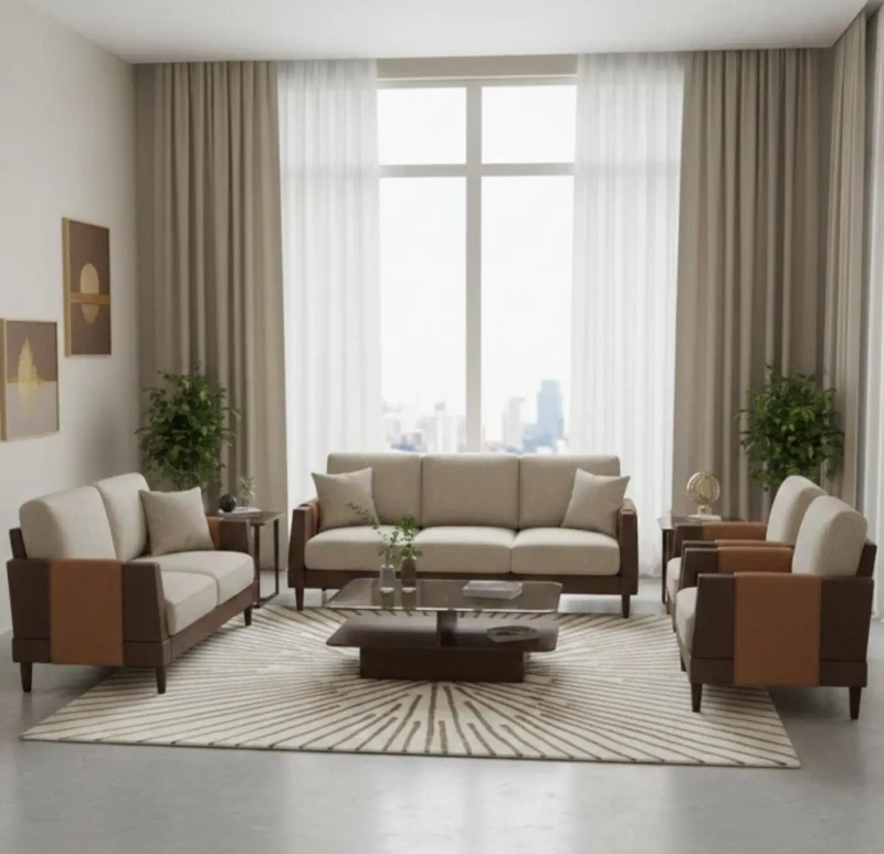 Modern Beige Sofa Set