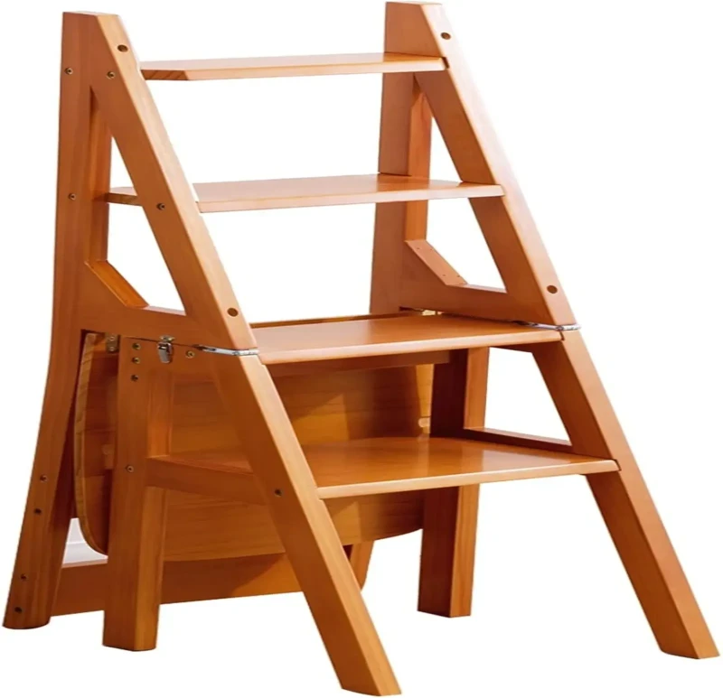 Large Wooden Ladder Chair With 4 Steps