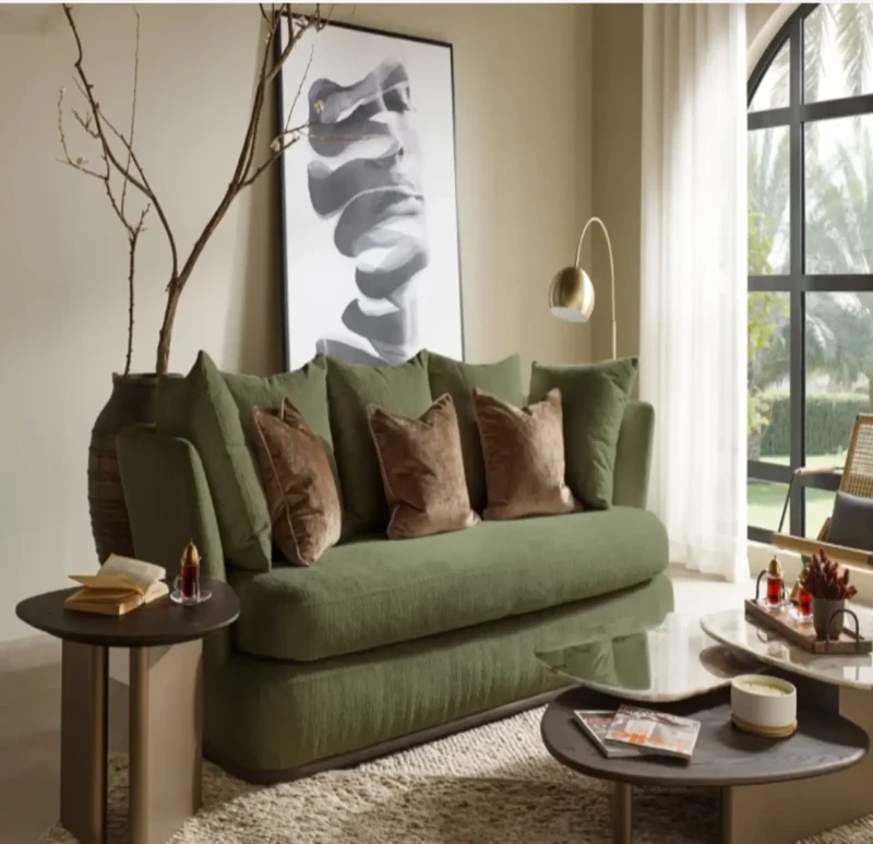 Modern Velvet Sofa | Olive