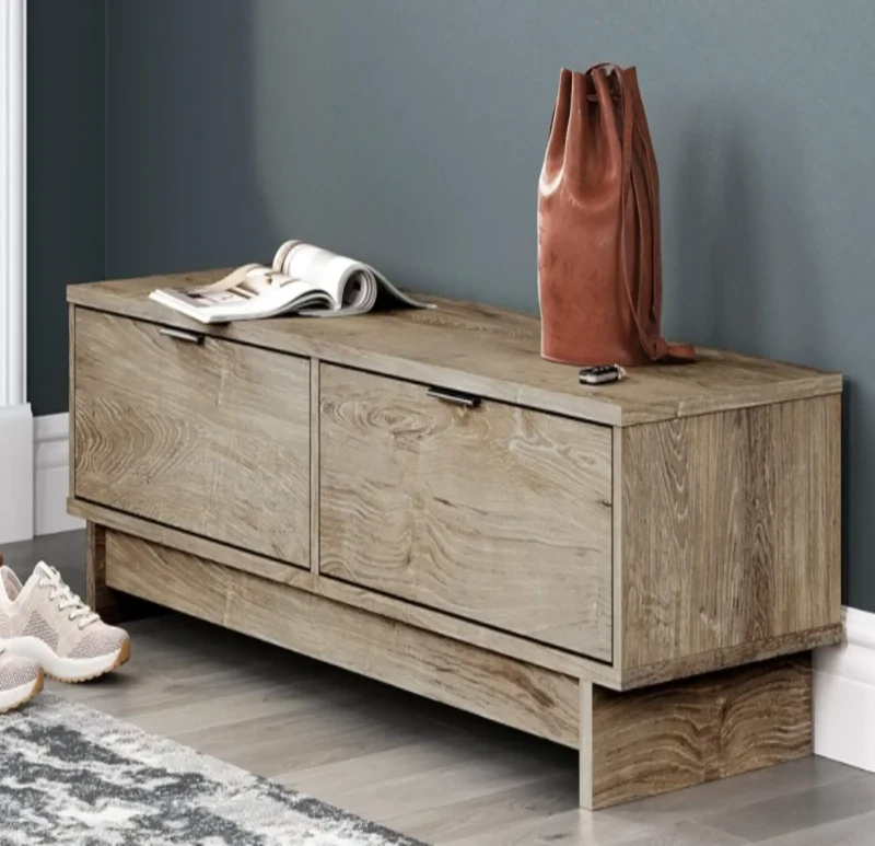 Modern Wooden Storage Bench | 2 Drawers
