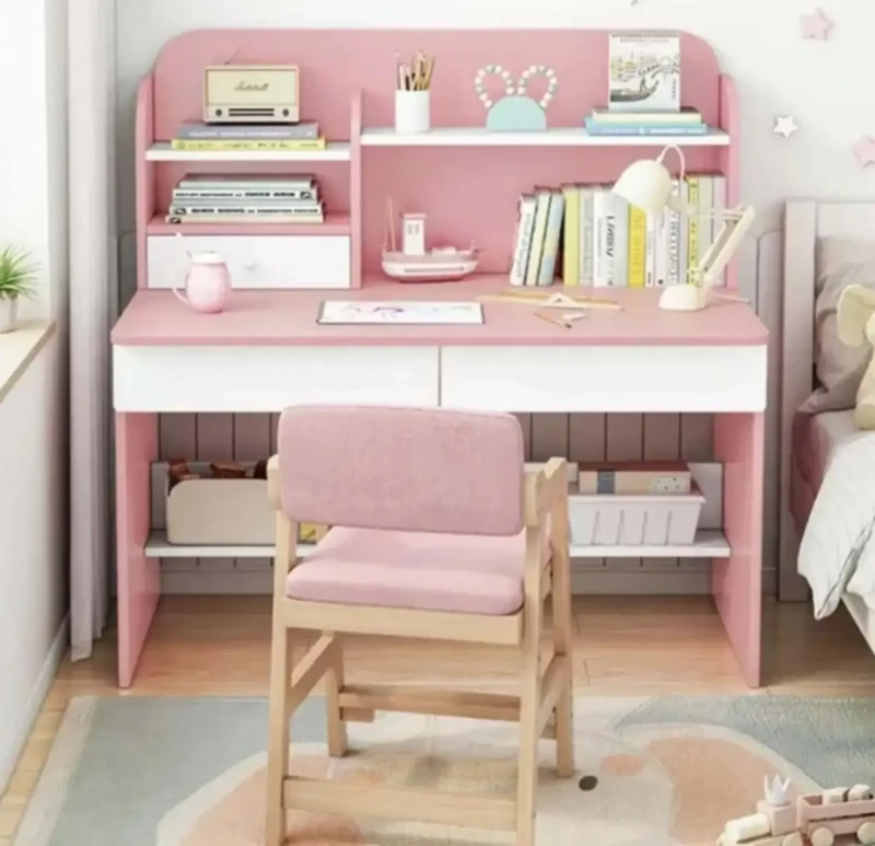 Modern Cream and Pink Wooden Desk