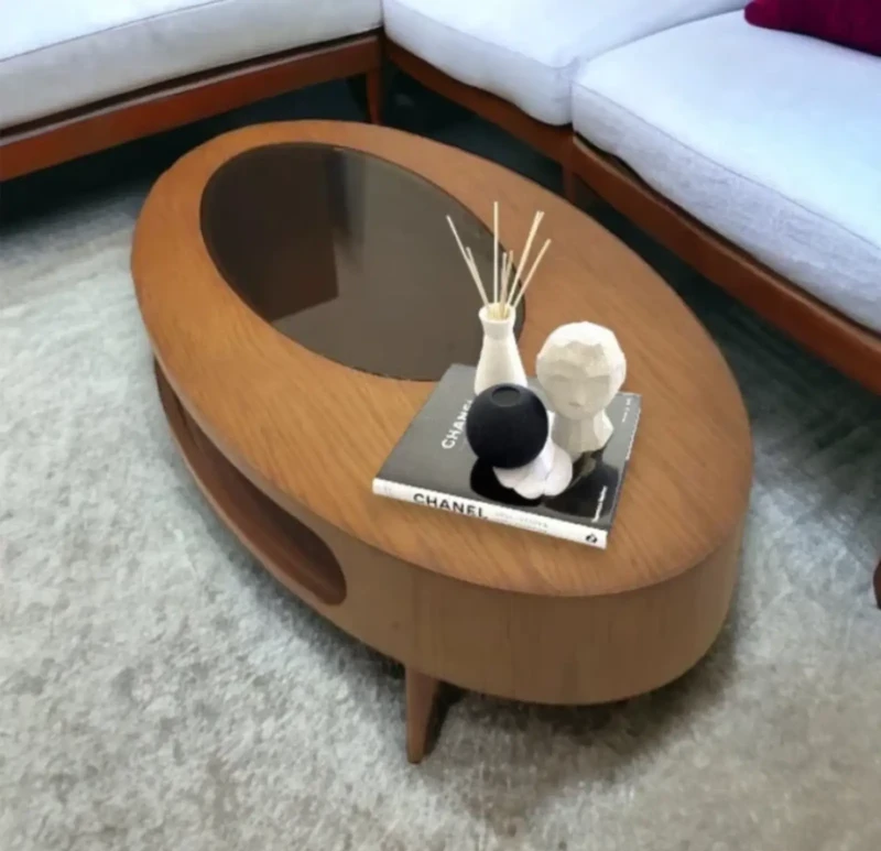 Wooden Oval Coffee Table
