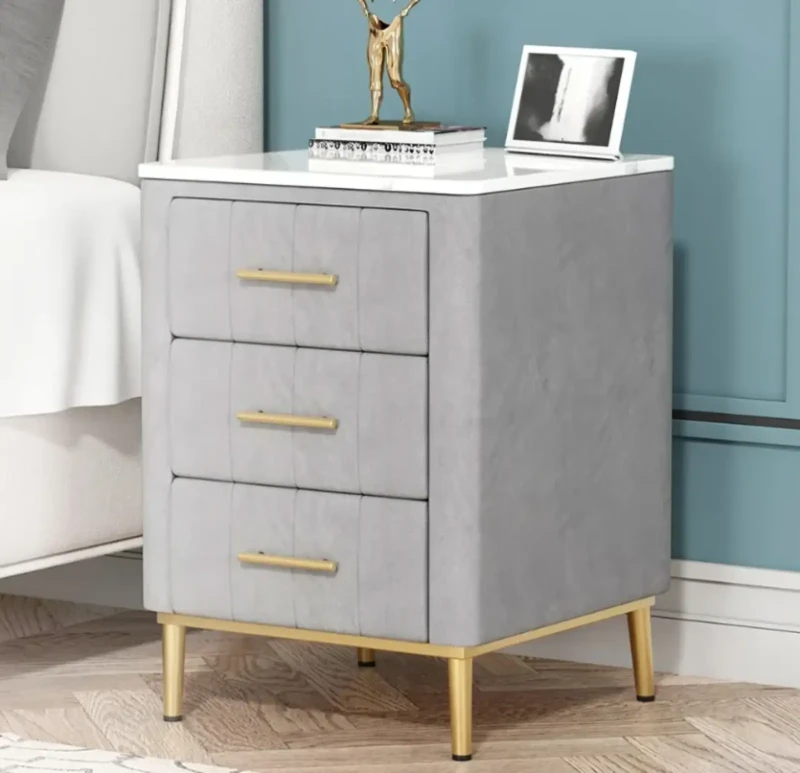 Modern Nightstand with 3 Drawers | Gray